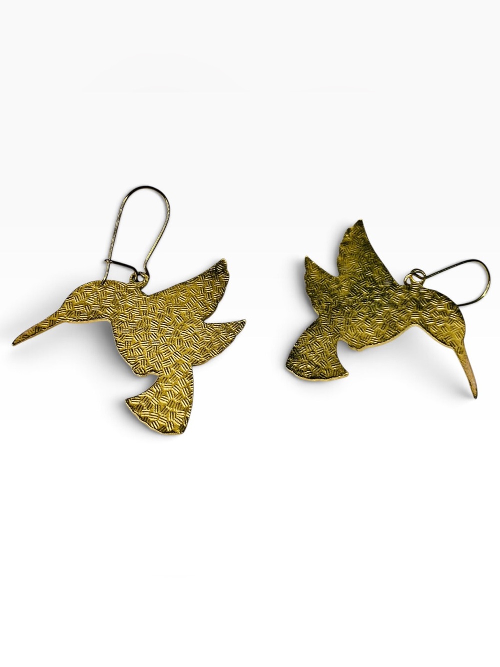 Vtg 90’s Boho Blue Enamel Birds Hummingbirds Pierced Gold Tone Dangle Earrings - Picture 2 of 4